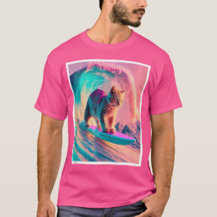 Camiseta Vaporwave Psychedelic Punk House Cat Surfing Em