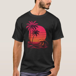 Camiseta Vaporwave Retro Tropical Sunset