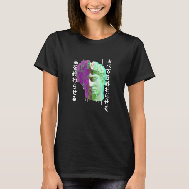 Camiseta Vaporwave retrowave sintetizada estátua grega Glit (Frente)