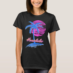 Camiseta Vaporwave Synth Ulun Sunset 80s Beach Retro Hono