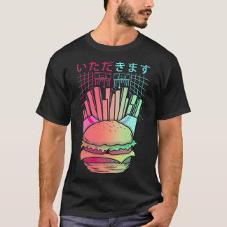 Camiseta Vaporwave Synthwave Retrowave Burger e Fries Fas