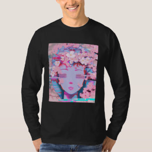 Camiseta Vaporwave Synthwave Retrowave Glitch Flor de Cerej
