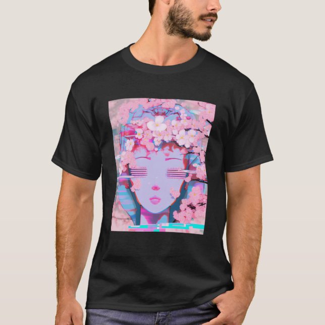 Camiseta Vaporwave Synthwave Retrowave Glitey Blosso (Frente)