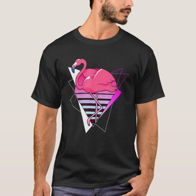 Camiseta Vaporwave Tropical Bird Zoo Animal 80s Art Pink Fl (Frente)
