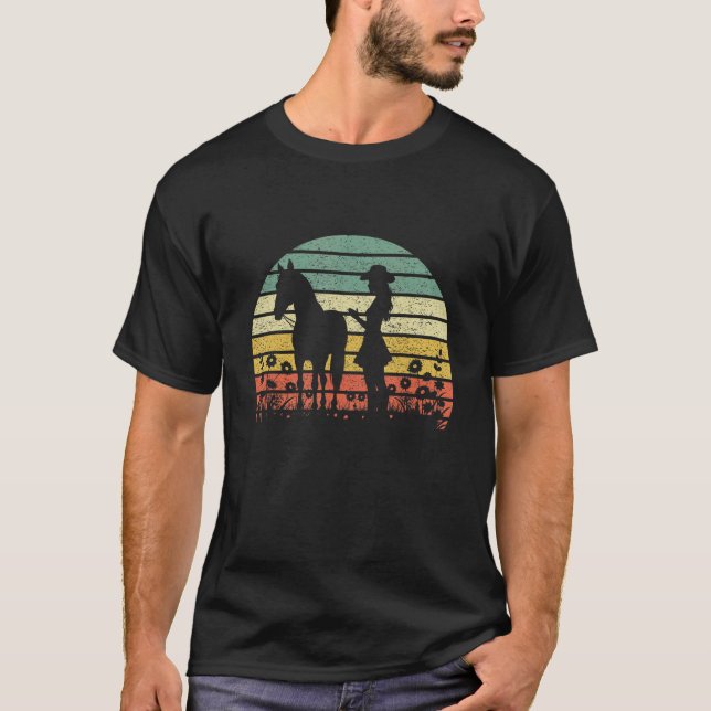 Camiseta Vaqueira Cavalgando Flores Retro Oeste TX Rancho H (Frente)