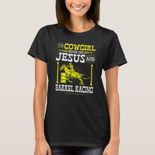 Camiseta Vaqueira Cristã De Corrida De Barril Corre Em Jesu