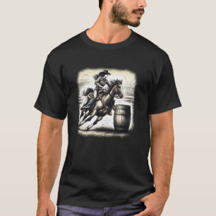 Camiseta Vaqueira De Corrida De Barril Rodeio Cavalo Ociden