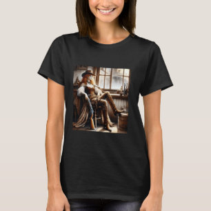 Camiseta Vaqueira de Fantasia com Cabelo Vermelho Adorável