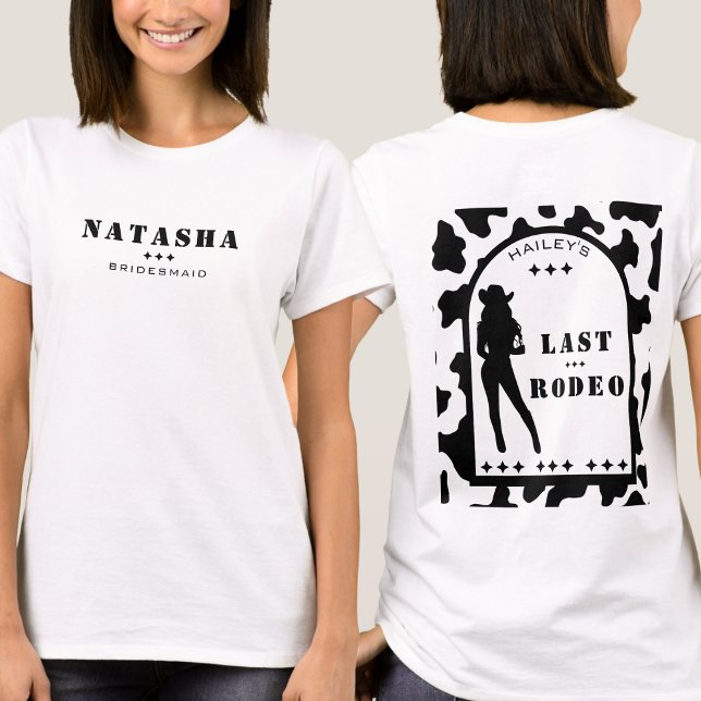 Camiseta Vaqueira de Impressão de Vaca Dama de Honra Festa  (cow print cowgirl bridesmaid bachelorette party t-shirt)