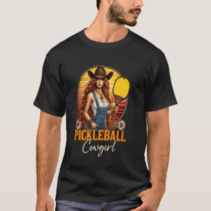 Camiseta Vaqueira de Pickleball Ocidental Garota Divertida 