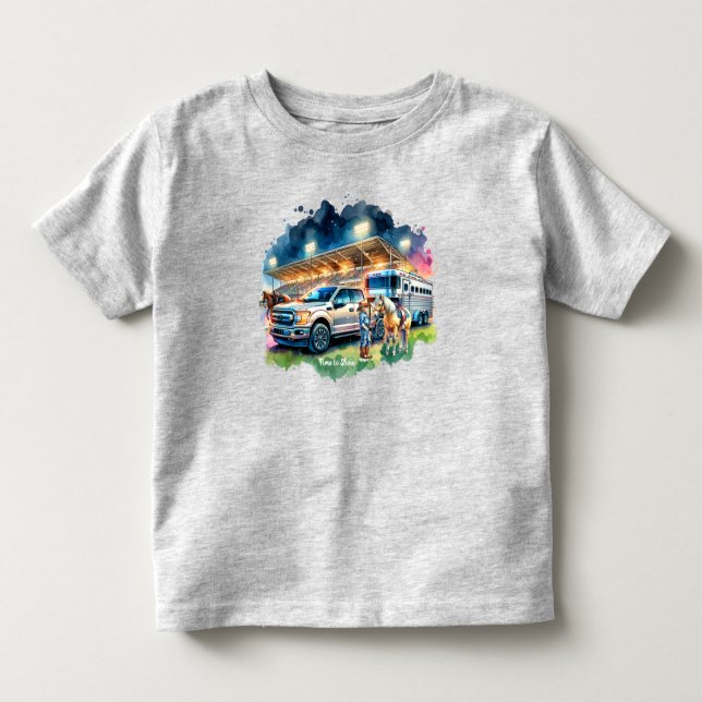 Camiseta Vaqueira de Rodeio Com Caminhão e Reboque de Caval (Frente)