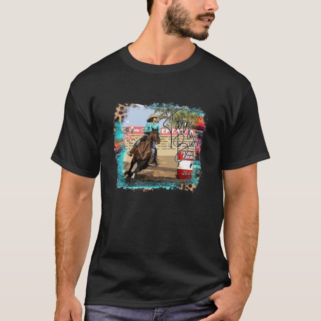Camiseta Vaqueira de Serape Ocidental Corrida de Barril de  (Frente)