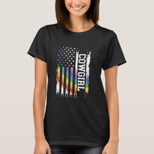 Camiseta Vaqueira Estados Unidos Desgastada Arco-íris com B