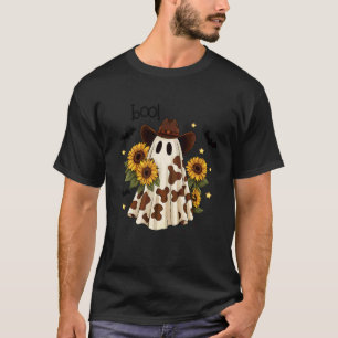Camiseta Vaqueira Fantasma de Estampa de Vaca de Halloween