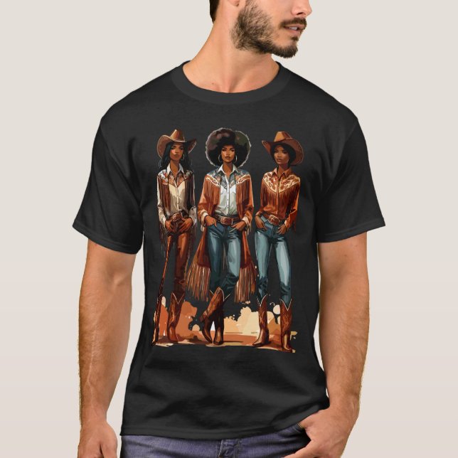 Camiseta Vaqueira Negra Rodeio Melanina (Frente)