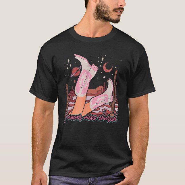Camiseta Vaqueira Ocidental Gráfica Letra Eu Nunca Perco a  (Frente)