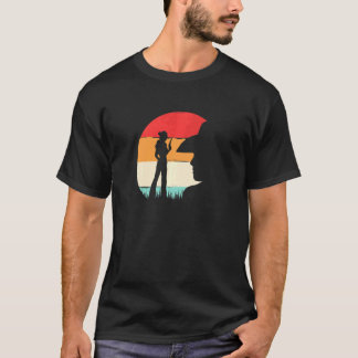 Camiseta Vaqueira Pôr do Sol Vintage Para Mulheres Meninas