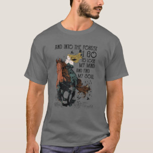 Camiseta Vaqueira Retro Montando Cavalo Entrando na Florest