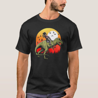 Camiseta Vaqueira Rodeio Montando Rex Dinossauro Retro Tira