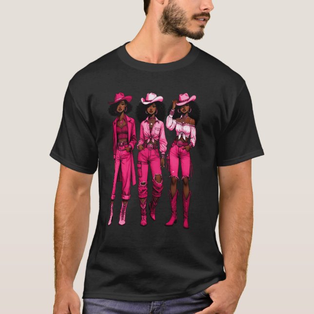 Camiseta Vaqueira Rodeio Western Melanina Juneteenth Histór (Frente)