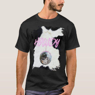 Camiseta Vaqueira Rosa Bola de Discoteca Cowboy Howdy