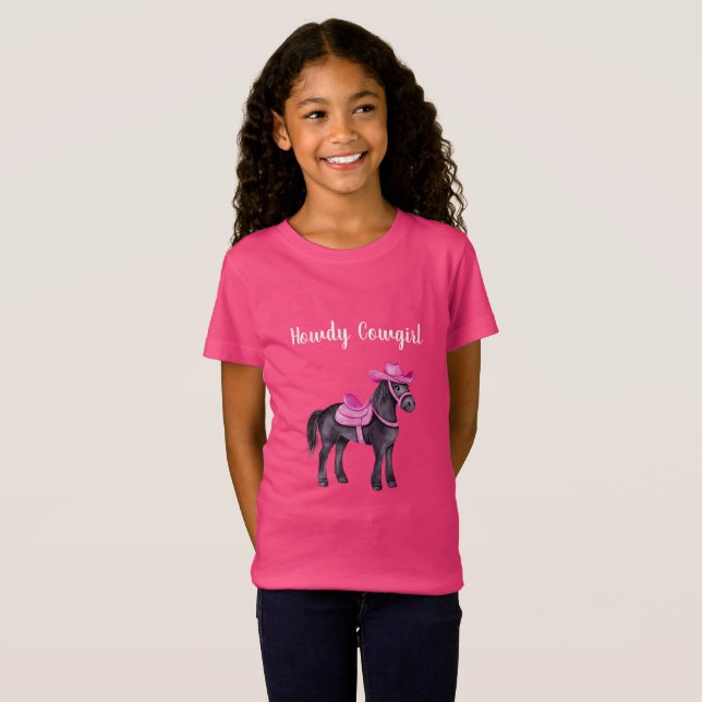 Camiseta Vaqueira Rosa Olá Cavalo (Frente Completa)