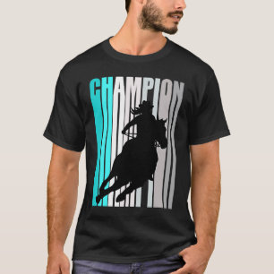 Camiseta Vaqueira Turquesa Campeã de Corrida de Barril de M
