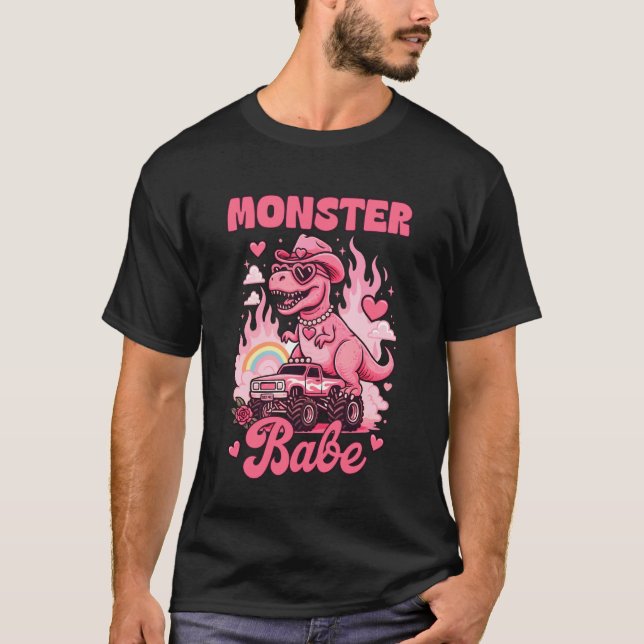 Camiseta Vaqueiras Dinossauro Caminhão Monstro Howdy Rodeio (Frente)