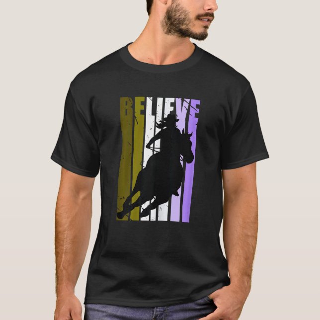 Camiseta Vaqueiras Retro Cavaleiros De Cavalos Angustiado H (Frente)