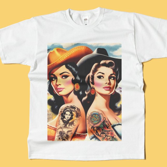 Camiseta Vaqueiras Tatuadas Vintage (Criador carregado)