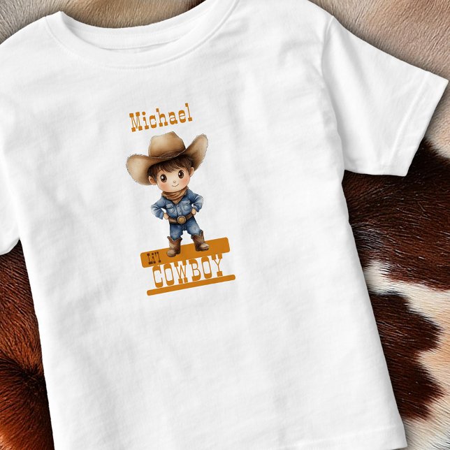 Camiseta Vaqueirinho Botas de Chapéu Grande Ocidental O Nom (Li'l Cowboy Big Hat Boots Western Your Childs Name Toddler T-shirt - Personalize it for your child.)