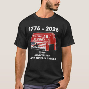 Camiseta Vaqueiro Americano Patriótico Bandeira EUA Celeiro