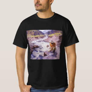 Camiseta Vaqueiro Antigo, Lavando Ouro, Wyoming por Leigh