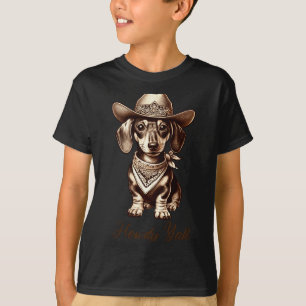 Camiseta Vaqueiro Dachshund Cachorro Salsicha Fofo Vaqueiro