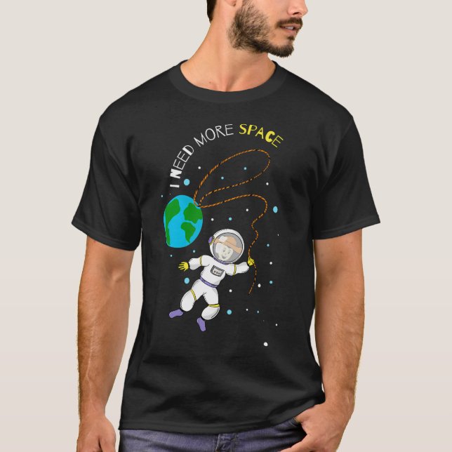 Camiseta Vaqueiro espacial Preciso De Mais Espaço (Frente)