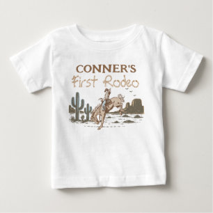 Camiseta Vaqueiro Marrom Rústico Primeiro Rodeio Aniversári