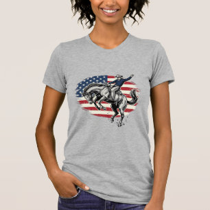 Camiseta Vaqueiro Patriótico de Rodeio Vintage Cavaleiro de