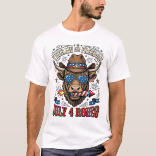 Camiseta Vaqueiro Patriótico Vaca Vintage 4 de Julho T West