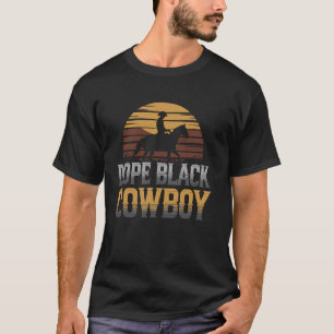Camiseta Vaqueiro Preto Cavaleiro De Cavalo Rodeio American