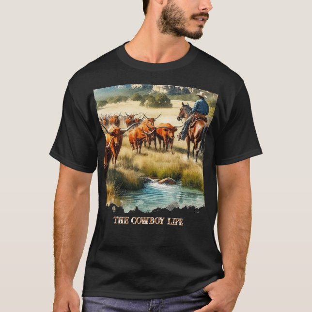 Camiseta Vaqueiro Vive Longa Chifrudos Gado Arredondamento  (Frente)