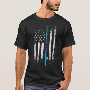 Camiseta Vara de Pesca da Bandeira Americana Rio Pesca Peix