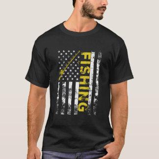 Camiseta Vara de Pesca da Bandeira Americana Usa Patriótica