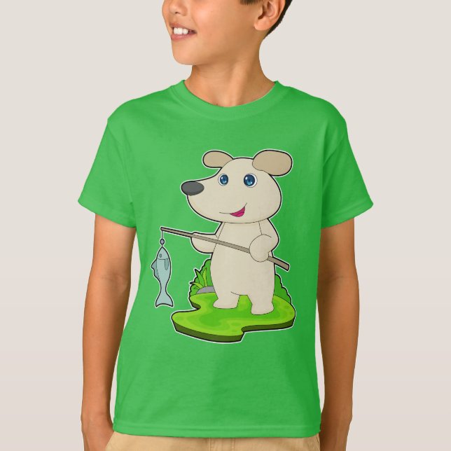 Camiseta Vara de pesca de Fisher de cachorro (Frente)