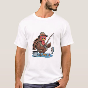 Camiseta Vara de Pesca de Peru Dia de Ação de Graças Amante