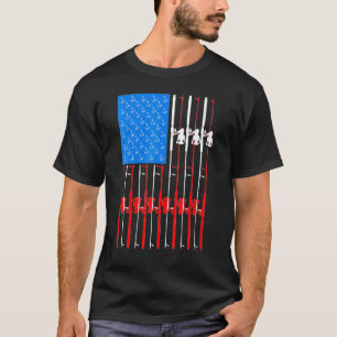 Camiseta Varas de Pesca Americanas   Carrete de Pesca e Anz