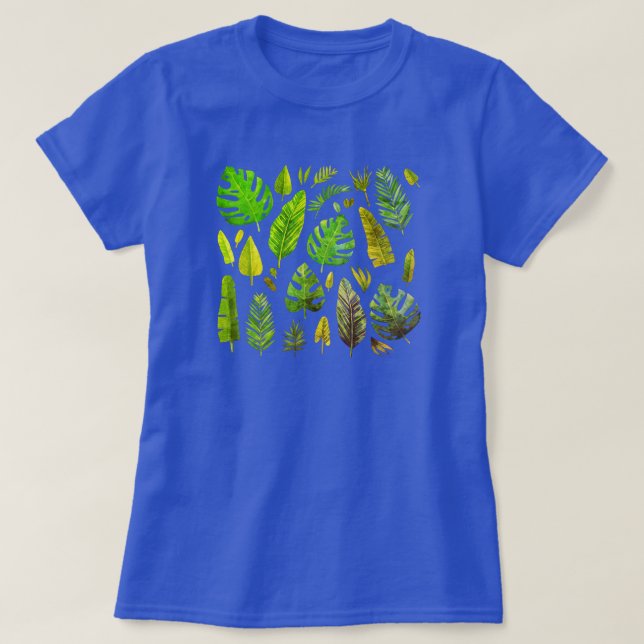 Camiseta Várias folhas tropicais (Frente do Design)