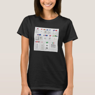 Camiseta Vários países do mundo conectam tomadas de energia