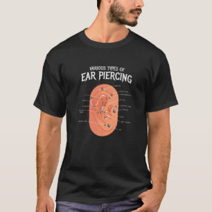 Camiseta Vários Tipos De Piercing Do Orelha Eu Ombro Pierc