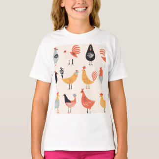 Camiseta Various chickens on a white background