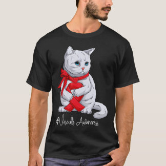 Camiseta Vasculitis Awareness Month Red Ribbon Cat funny